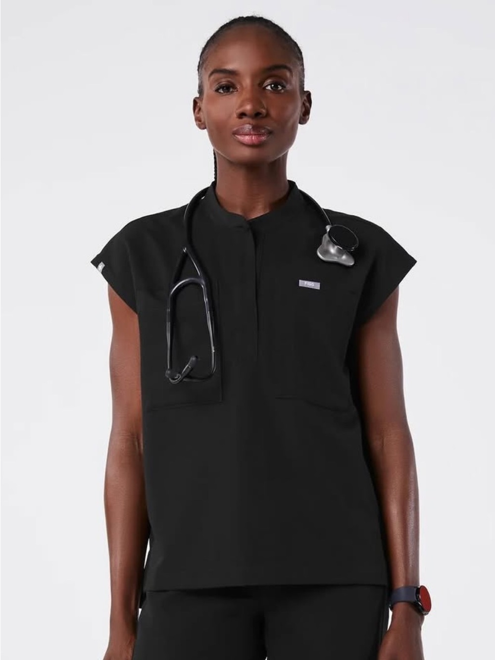 Figs Black Payson relaxed Henley top